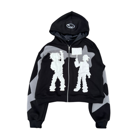 "WAKE UP" Black Zip-Up