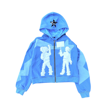 "WAKE UP" Blue Zip Up
