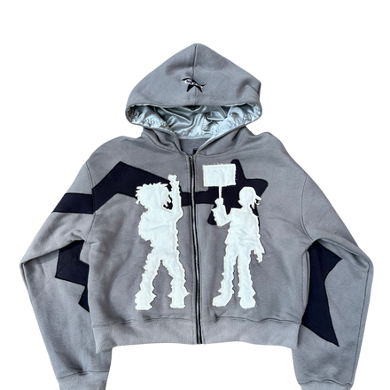 "WAKE UP" Grey Zip-Up