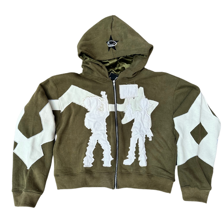 "WAKE UP" Olive Green Zip-Up